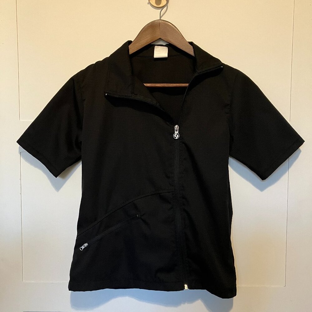 Lija Black Short Sleeve Full-Zip Athletic Jacket Top Athleisure‎ Sporty Gorpcore